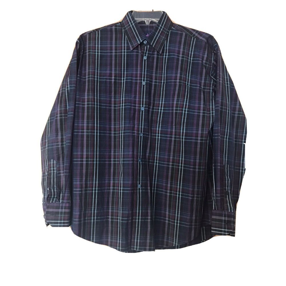 Bugathchi Uomo‎ LS Button Down M Purple/Black/Blue